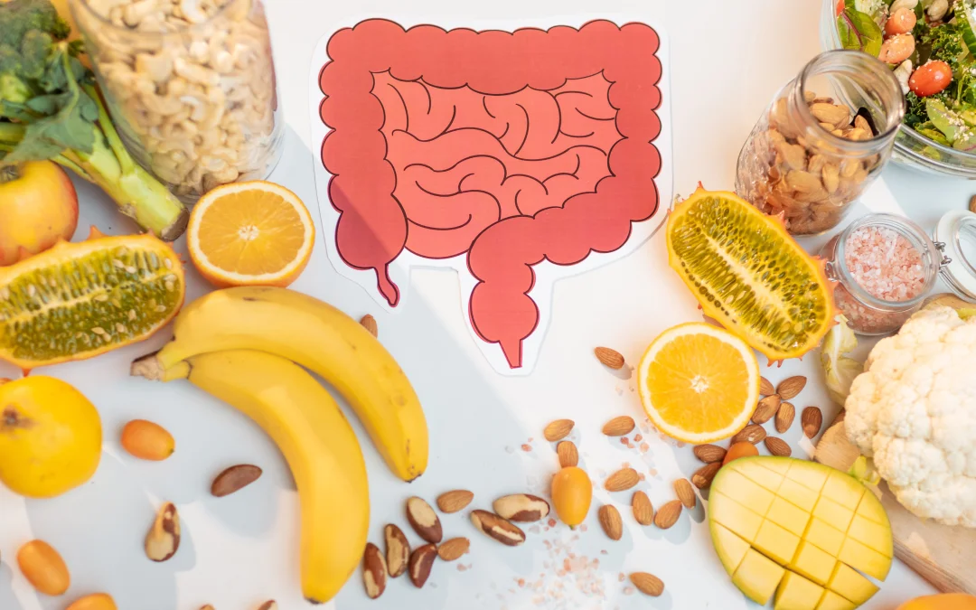 Illustration of gut-driven metabolic imbalance and blood sugar regulation